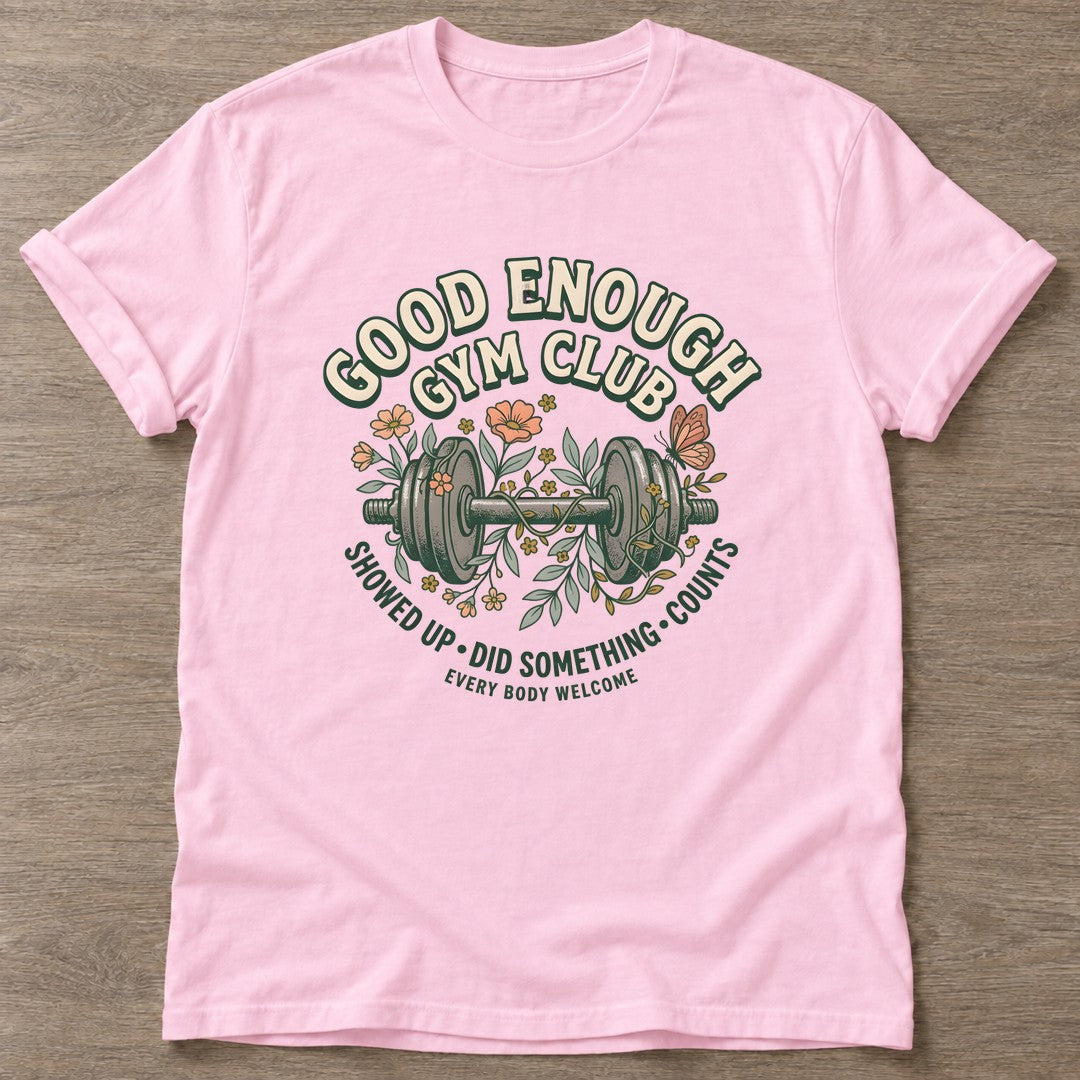Light Pink Gym Club T-shirt — gym club design, for women who train together