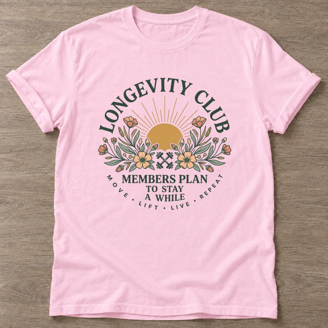 Light Pink Move Lift Live T-shirt — everyday workout design, for women who move