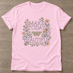 Light Pink Beautiful Starts Now T-shirt — motivational slogan design, for women who train