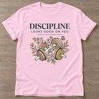 Light Pink Show Up Bloom T-shirt — floral strength design, for women who train