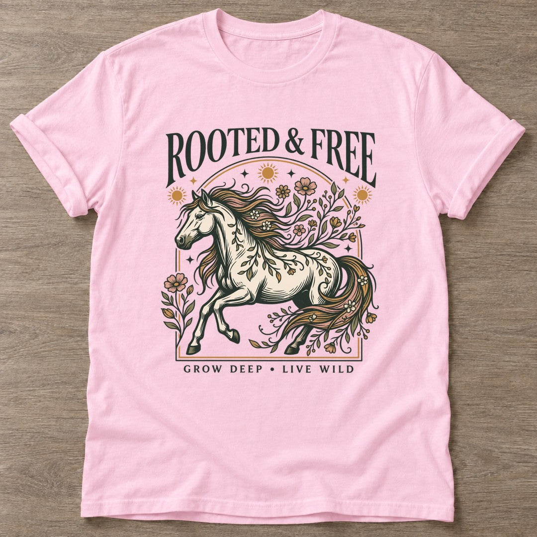 Light Pink Untamed Bloom T-shirt — floral strength design, for women who train