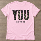 Light Pink Bloom Matters T-shirt — floral strength design, for women who train