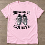 Light Pink Laced Intent T-shirt — running design, for women who run
