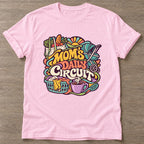 Light Pink Moms Daily Circuit T-shirt — funny gym slogan, for women who train and laugh about it