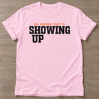 Light Pink Hardest Part T-shirt — motivational slogan design, for women who train