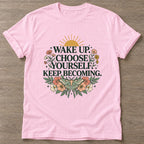 Light Pink Bloom Intentional T-shirt — floral strength design, for women who train