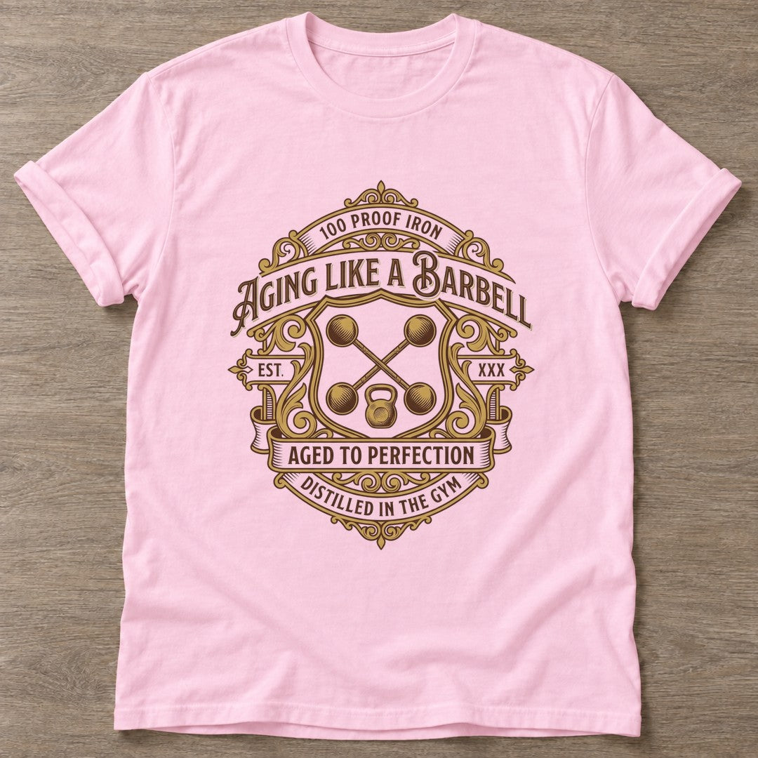 Light Pink Aged To Perfection T-shirt — longevity training design, for women over 40