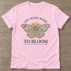 Light Pink Bloom Through T-shirt — floral strength design, for women who train