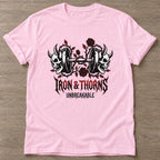 Light Pink Thorned Strength T-shirt — floral strength design, for women who train