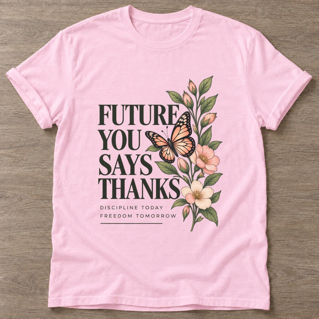 Light Pink Growth Blooms T-shirt — growth mindset design, for women building a habit