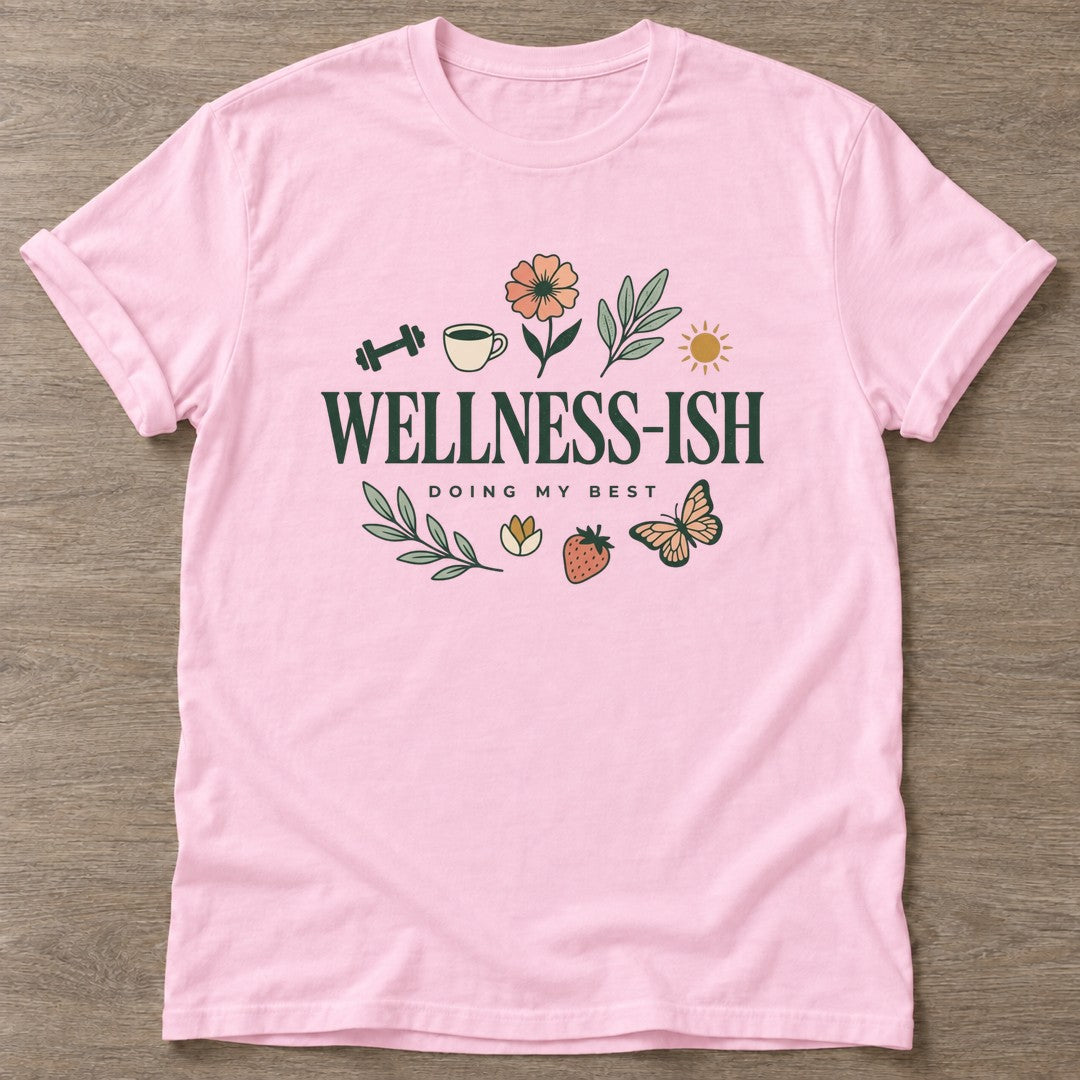Light Pink Doing My Best T-shirt — motivational slogan design, for women who train