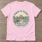 Light Pink Sunrise Intention T-shirt — motivational slogan design, for women who train
