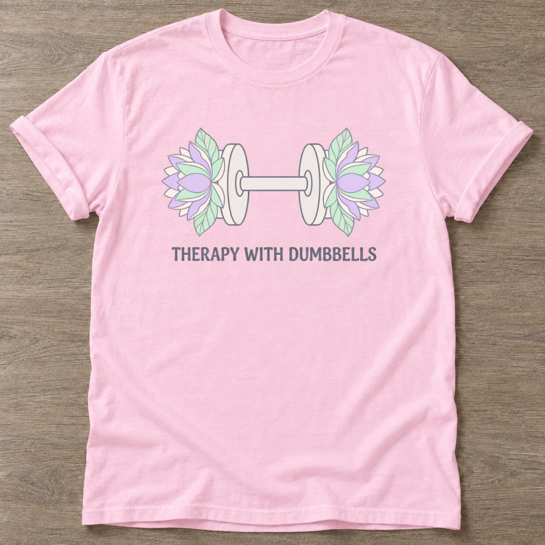 Light Pink Floral Iron T-shirt — floral strength design, for women who train