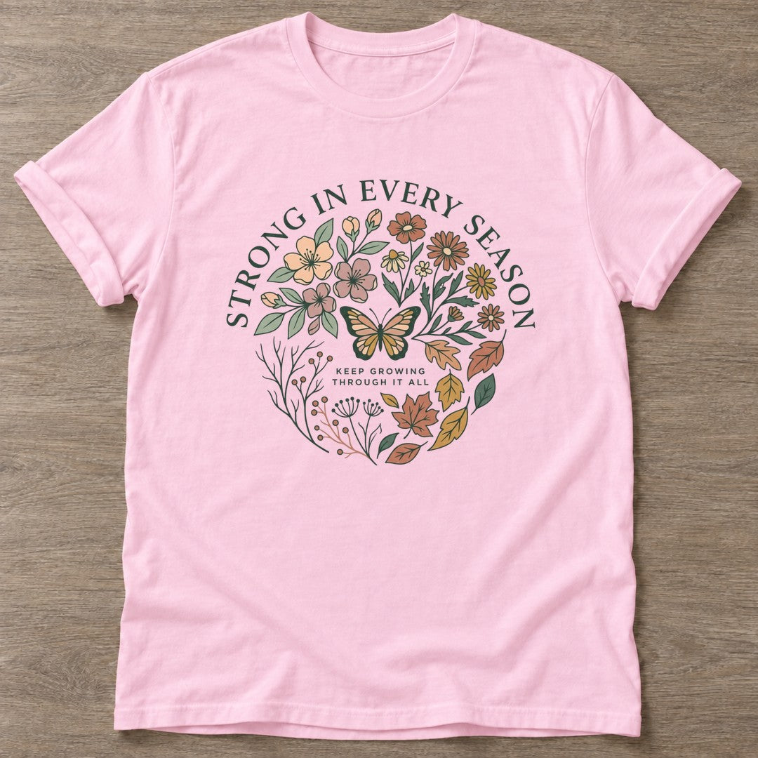 Light Pink Bloom Resilient T-shirt — floral strength design, for women who train
