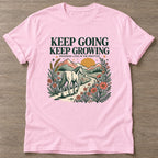 Light Pink Progress Practice T-shirt — growth mindset design, for women building a habit