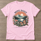Light Pink Mountain Bloom T-shirt — floral strength design, for women who train