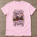 Light Pink Witchy Focus T-shirt — funny gym slogan, for women who train and laugh about it