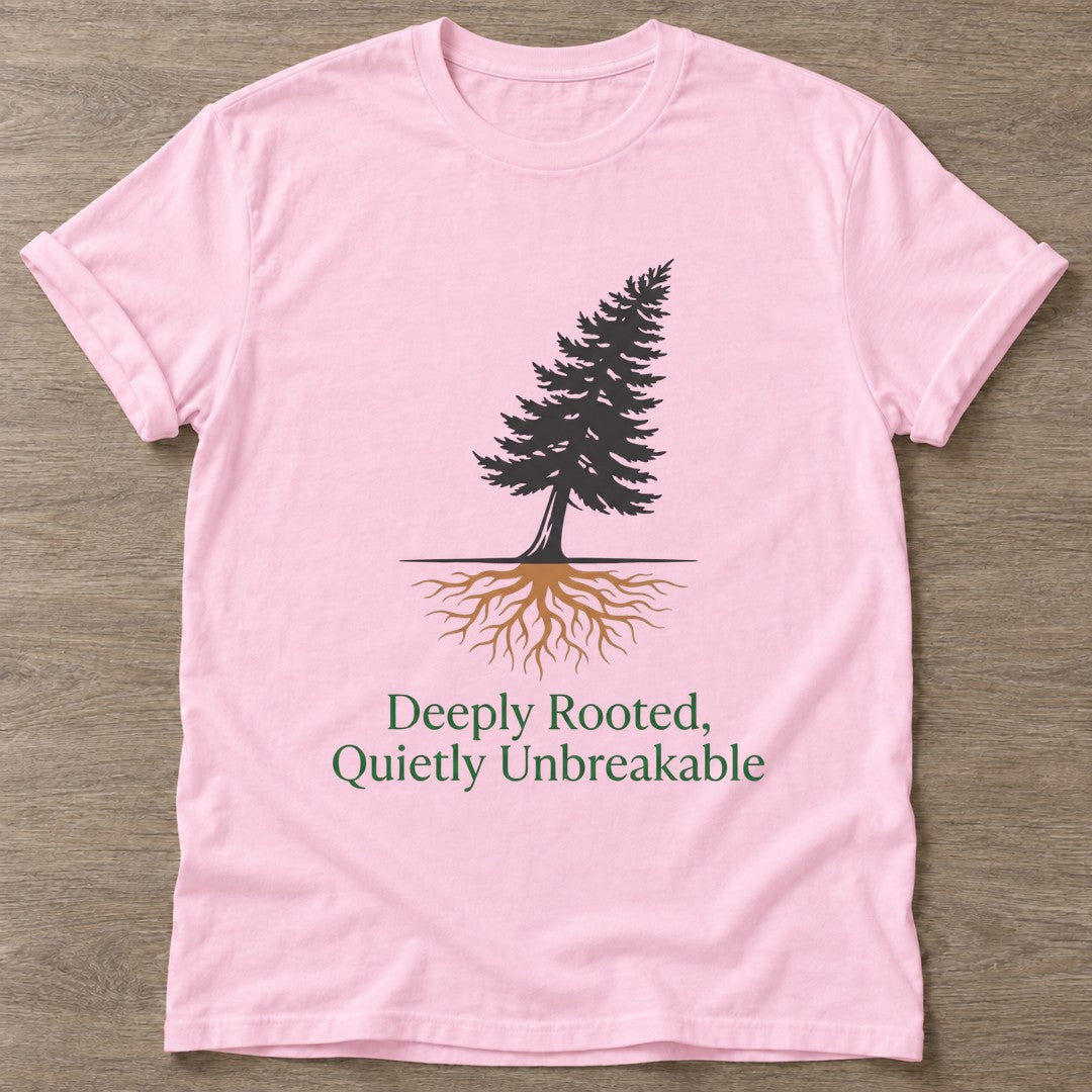 Light Pink Quietly Unbreakable T-shirt — rest and recovery design, for women who train