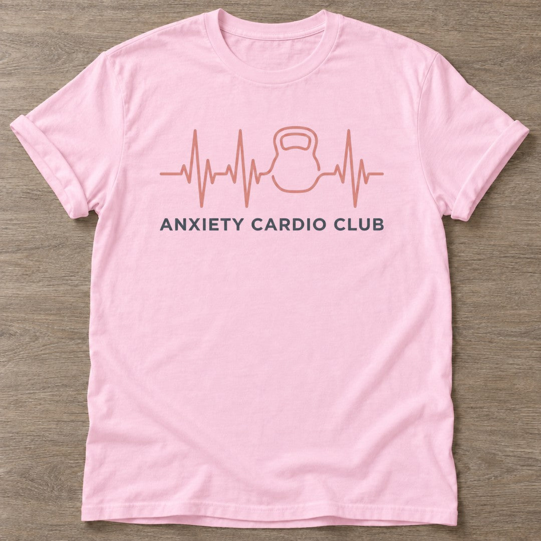 Light Pink Nervous Gains T-shirt — funny gym slogan, for women who train and laugh about it