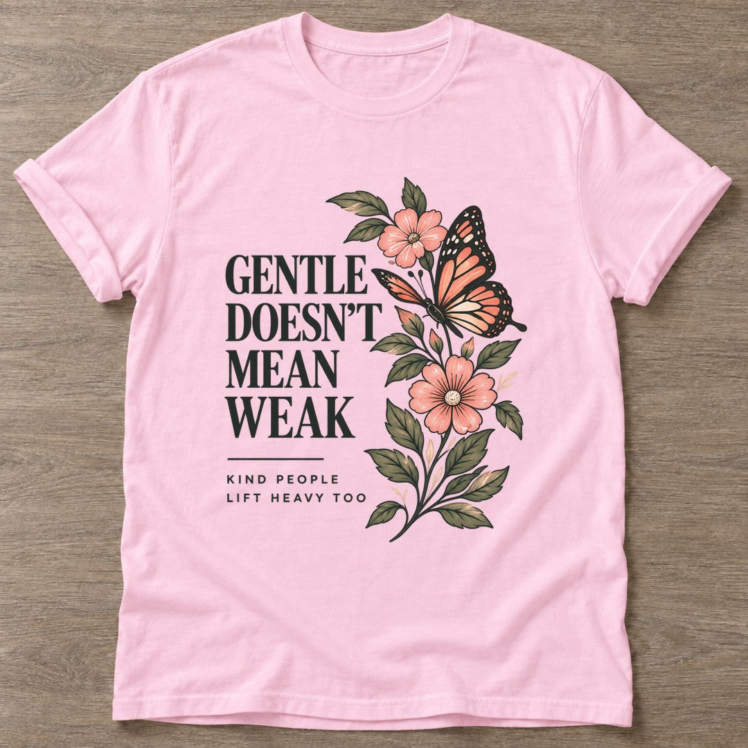 Light Pink Strong And Gentle T-shirt — rest and recovery design, for women who train