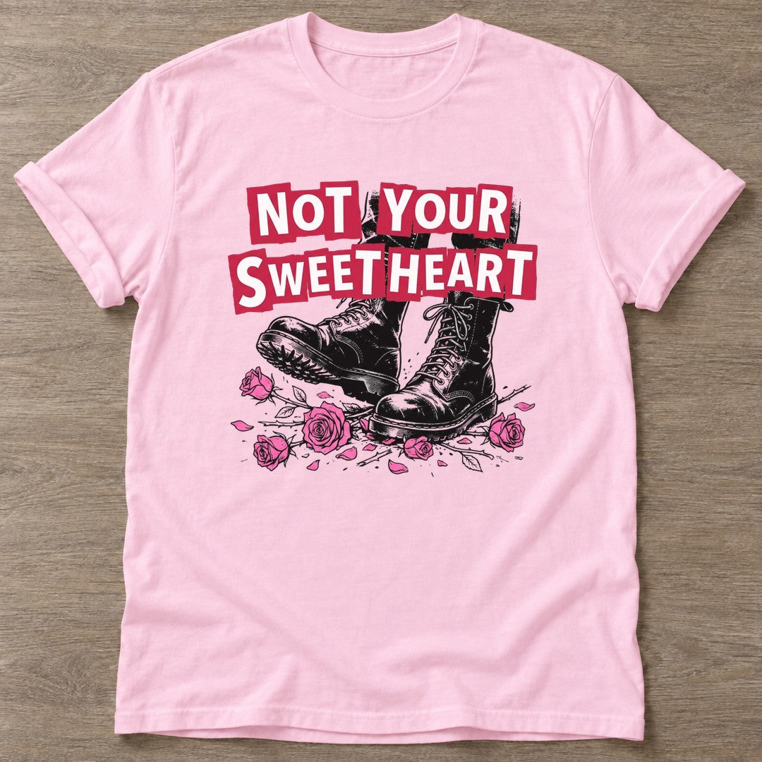 Light Pink Roses And Boots T-shirt — floral strength design, for women who train