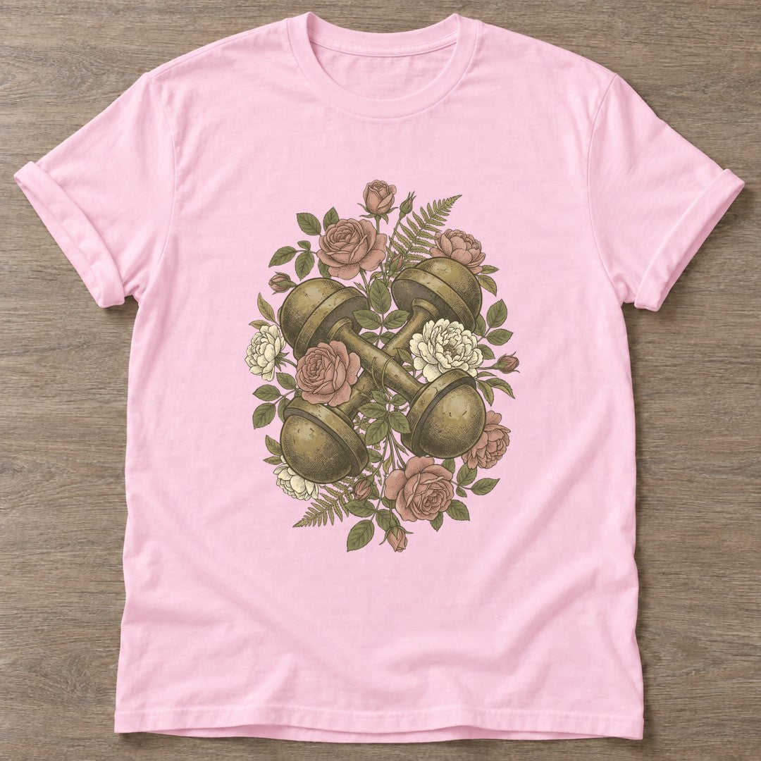 Light Pink Lift And Grow T-shirt — weightlifting design, for women who lift