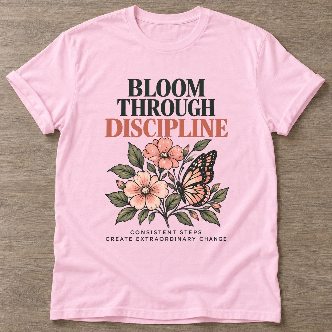 Light Pink Bloom Daily T-shirt — floral strength design, for women who train
