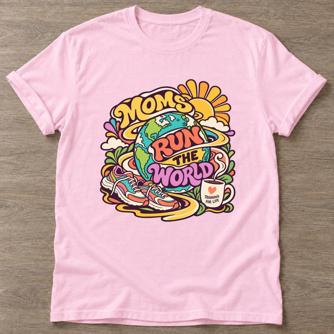 Light Pink Run The World T-shirt — running design, for women who run