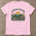 Light Pink Wildflower Strength T-shirt — floral strength design, for women who train