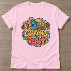 Light Pink Carrying The Team T-shirt — funny gym slogan, for women who train and laugh about it