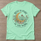 Mint Green Moonlight Recovery T-shirt — rest and recovery design, for women who train