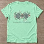 Mint Green Floral Grind T-shirt — floral strength design, for women who train