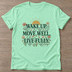 Mint Green Bloom Awake T-shirt — floral strength design, for women who train