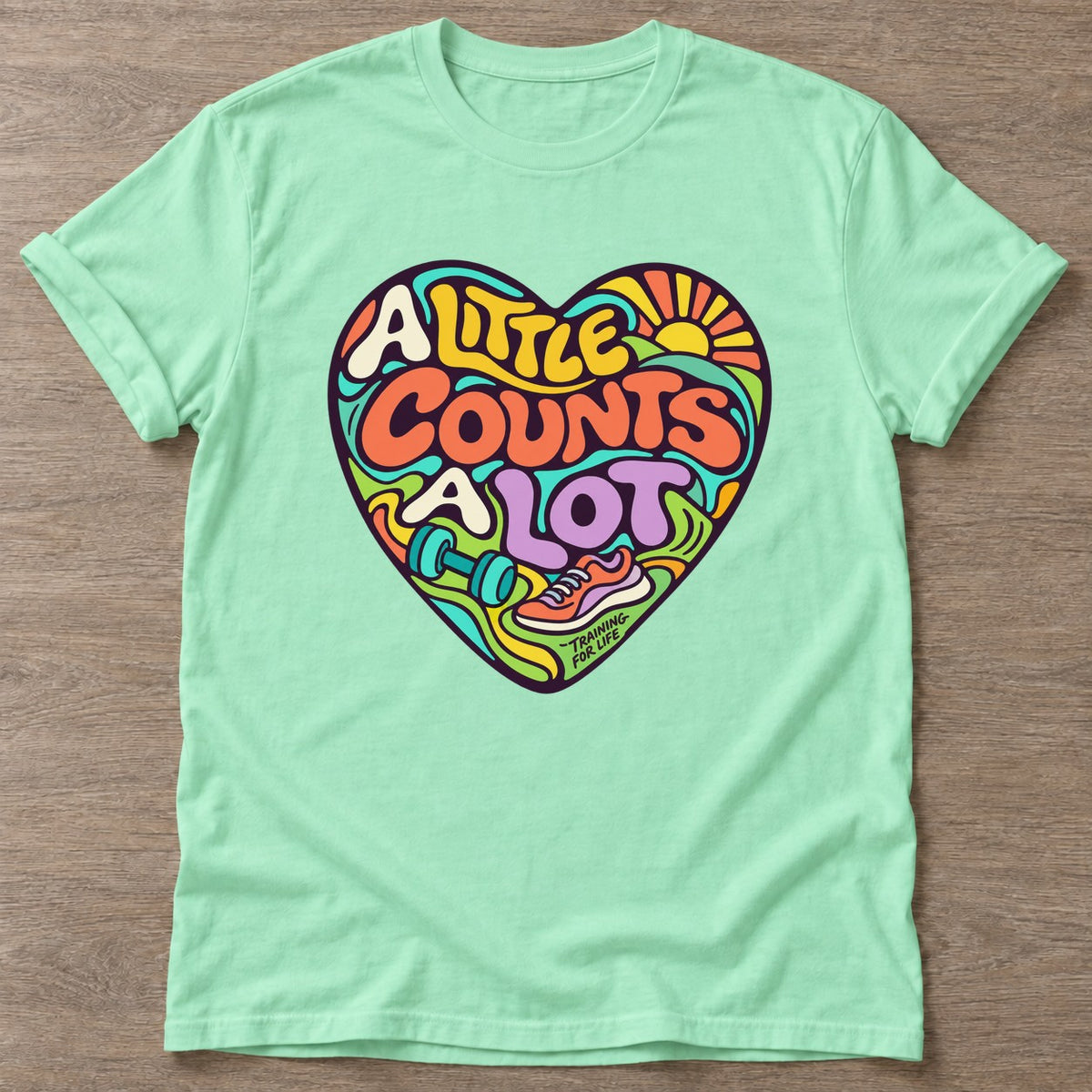 Mint Green Every Count Matters T-shirt — weightlifting design, for women who lift