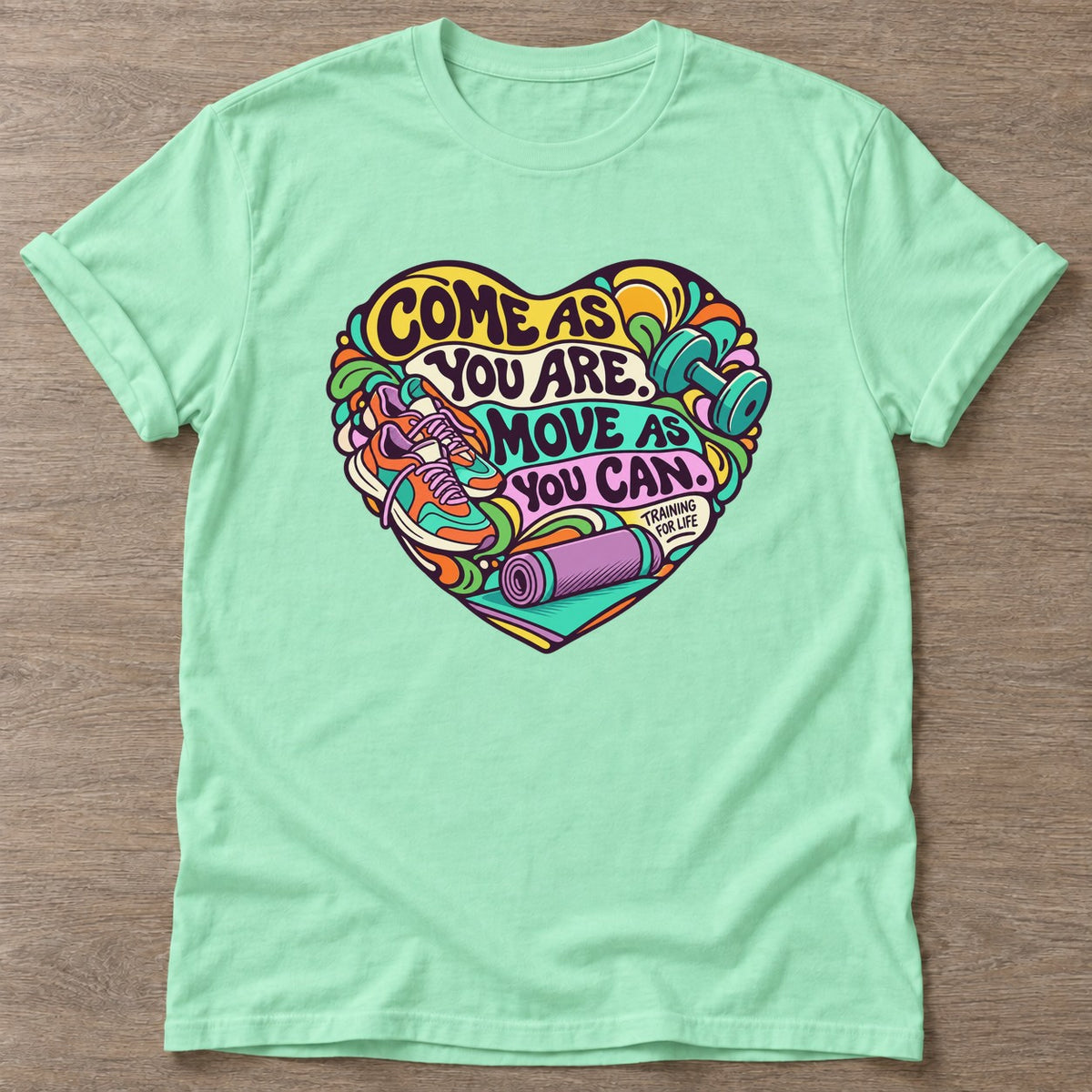 Mint Green Athletic Authenticity T-shirt — body positive design, for every body in the gym