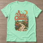 Mint Green Wildflower Path T-shirt — floral strength design, for women who train