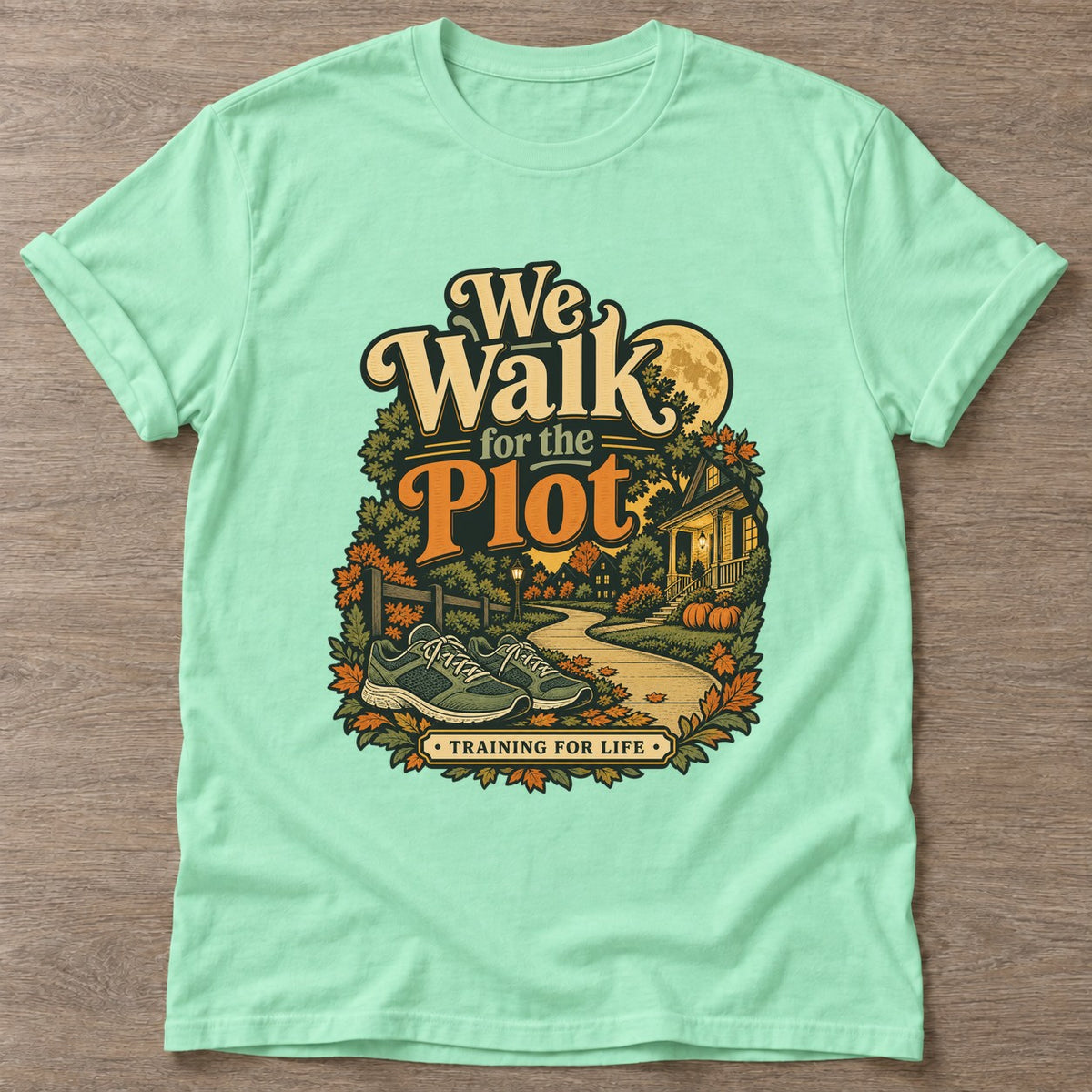 Mint Green Plot Training T-shirt — funny gym slogan, for women who train and laugh about it