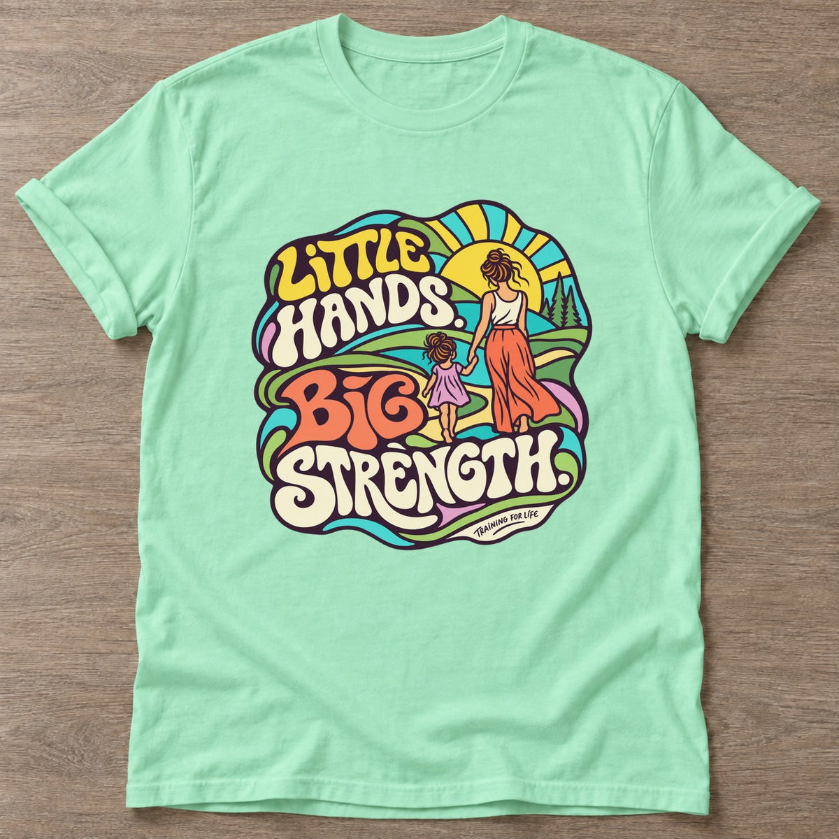 Mint Green Growing Strong Together T-shirt — growth mindset design, for women building a habit