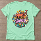 Mint Green Household Hustle T-shirt — funny gym slogan, for women who train and laugh about it
