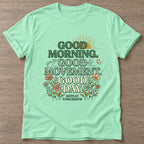 Mint Green Morning Ritual T-shirt — rest and recovery design, for women who train