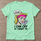 Mint Green Sweat Tears T-shirt — funny gym slogan, for women who train and laugh about it