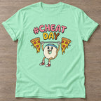 Mint Green Pizza Lift T-shirt — funny gym slogan, for women who train and laugh about it