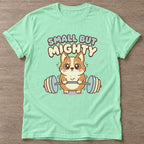 Mint Green Mighty Corgi T-shirt — funny gym slogan, for women who train and laugh about it