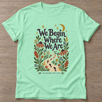 Mint Green Begin Where T-shirt — motivational slogan design, for women who train