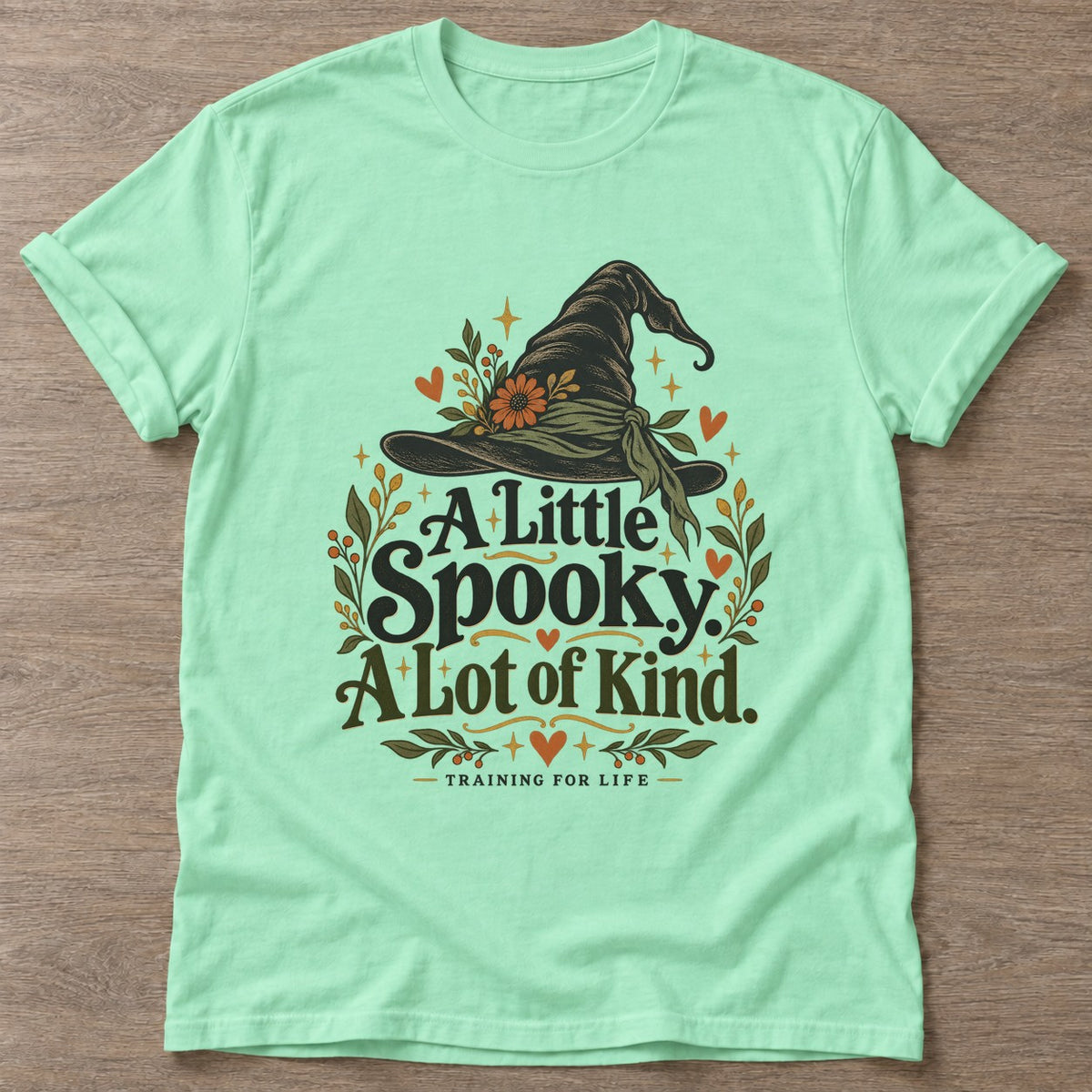 Mint Green Spooky A Lot T-shirt — funny gym slogan, for women who train and laugh about it