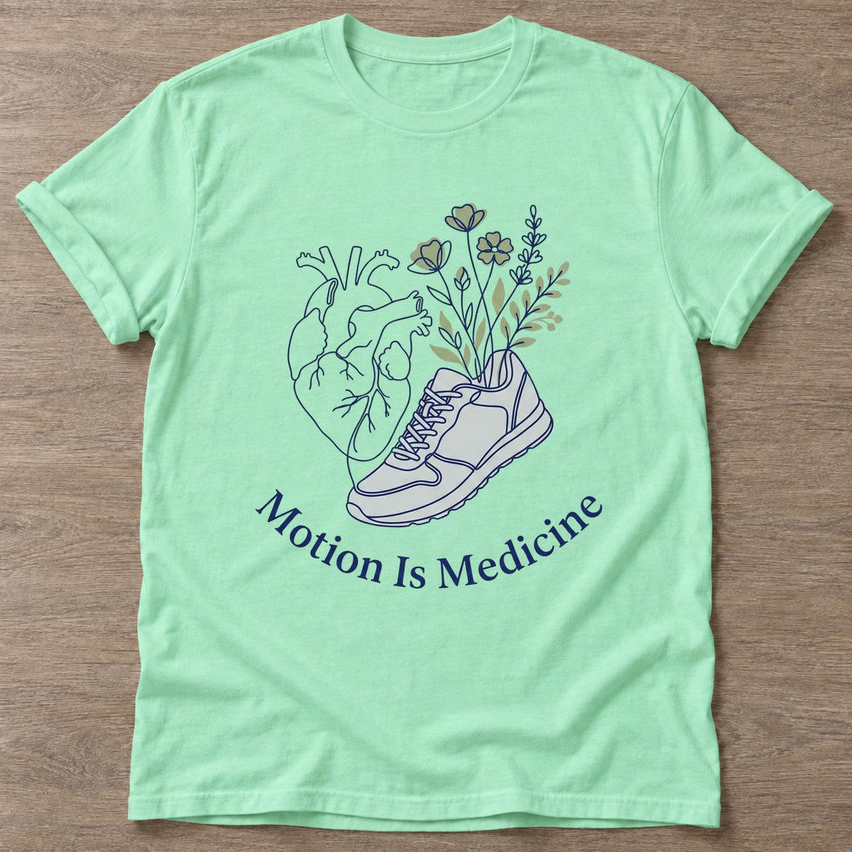 Mint Green Heartbeat Run T-shirt — running design, for women who run