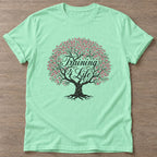 Mint Green Blossom Strong T-shirt — floral strength design, for women who train