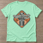 Mint Green High Mileage Garage T-shirt — longevity training design, for women over 40