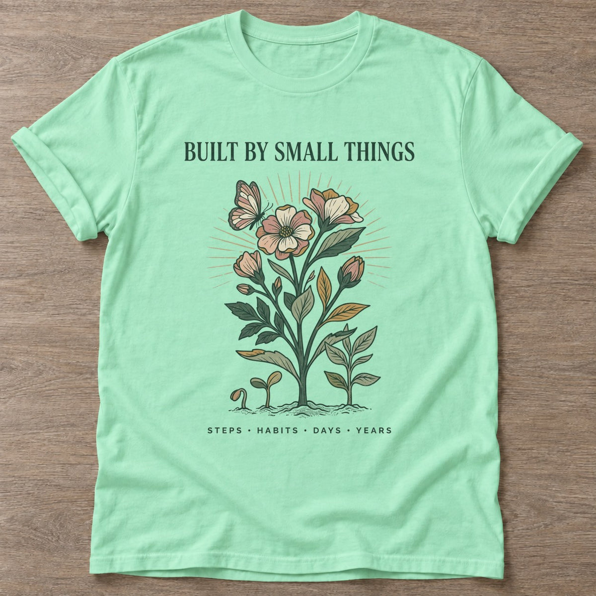 Mint Green Bloom From Within T-shirt — floral strength design, for women who train