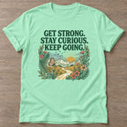 Mint Green Get Strong T-shirt — weightlifting design, for women who lift
